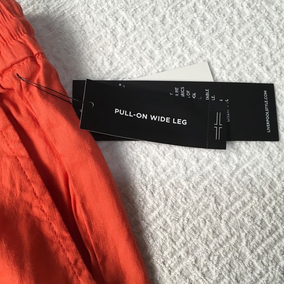 Liverpool Los Angeles Clementine Orange Linen Blend Wide Leg Pull On Pants Boho - Picture 8 of 9